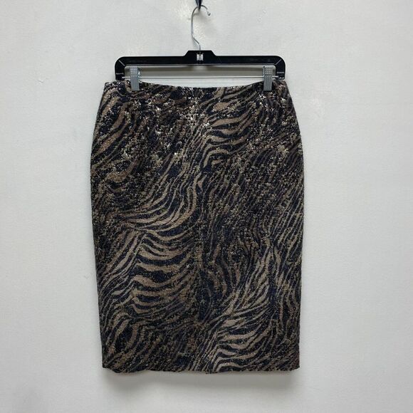 Lafayette 148 New York Dresses & Skirts - Lafayette 148 Black Brown Animal Print Wool Silk Blend Lined Pencil Skirt 8 $398